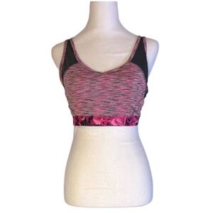 Avia Space Dye Pink Floral Print Network Padded Sports Bra Size XL NWT